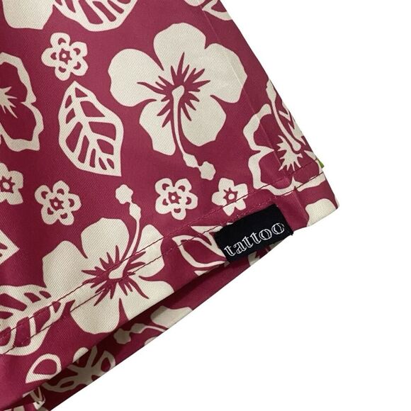 Tattoo Golf Mens 2XL Aloha ProCool Polo Shirt Floral Skull Burgundy/Pink Cream - Picture 7 of 12